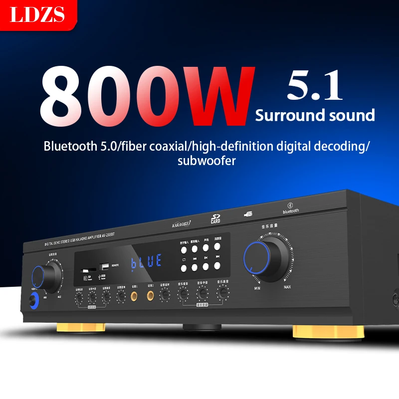 Digital Power Audio amplifier Stereo audio amplifier for Bluetooth5.0 FM/SD/USB home theater club party music 2000W power supply