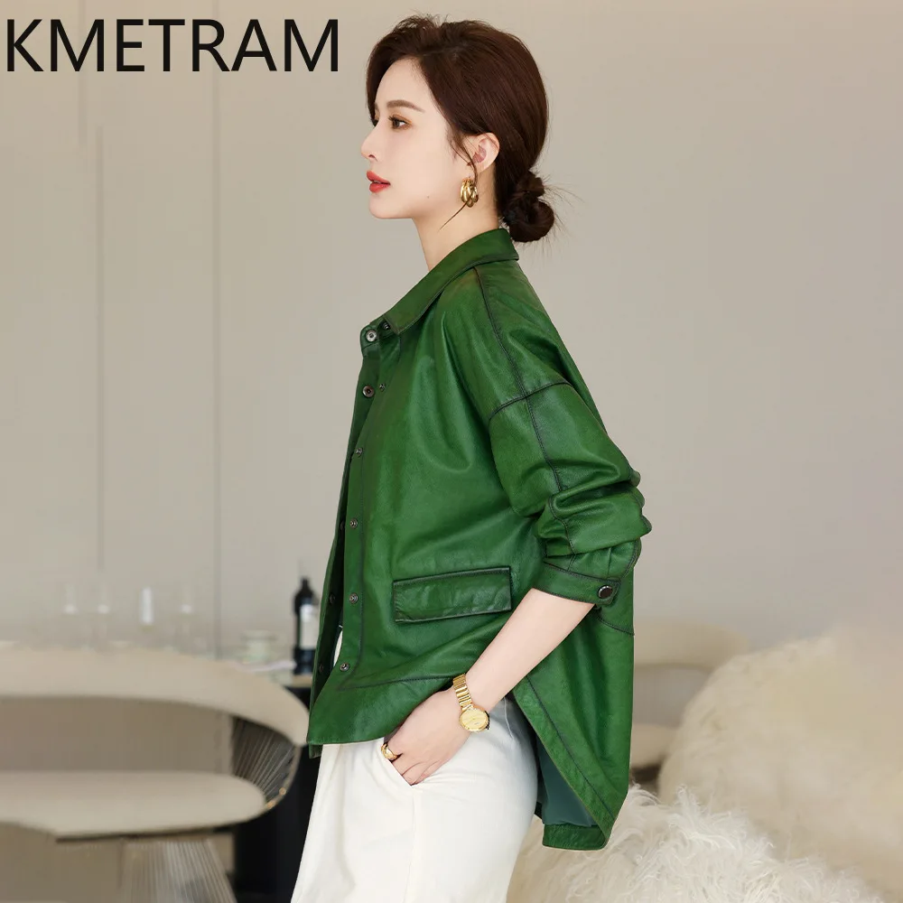 100% First Layer Sheepskin Real Leather Jacket for Women Green Jackets Fall Clothes 2024 Fashion Outerwears дубленка женская