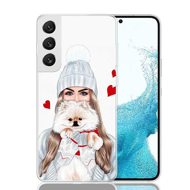 Christmas Art Girls Coffee Phone Case For Samsung Galaxy S24 S23 S22 S21 FE S20 Ultra S10 Plus S10E S9 S8 + Art Customized Coque