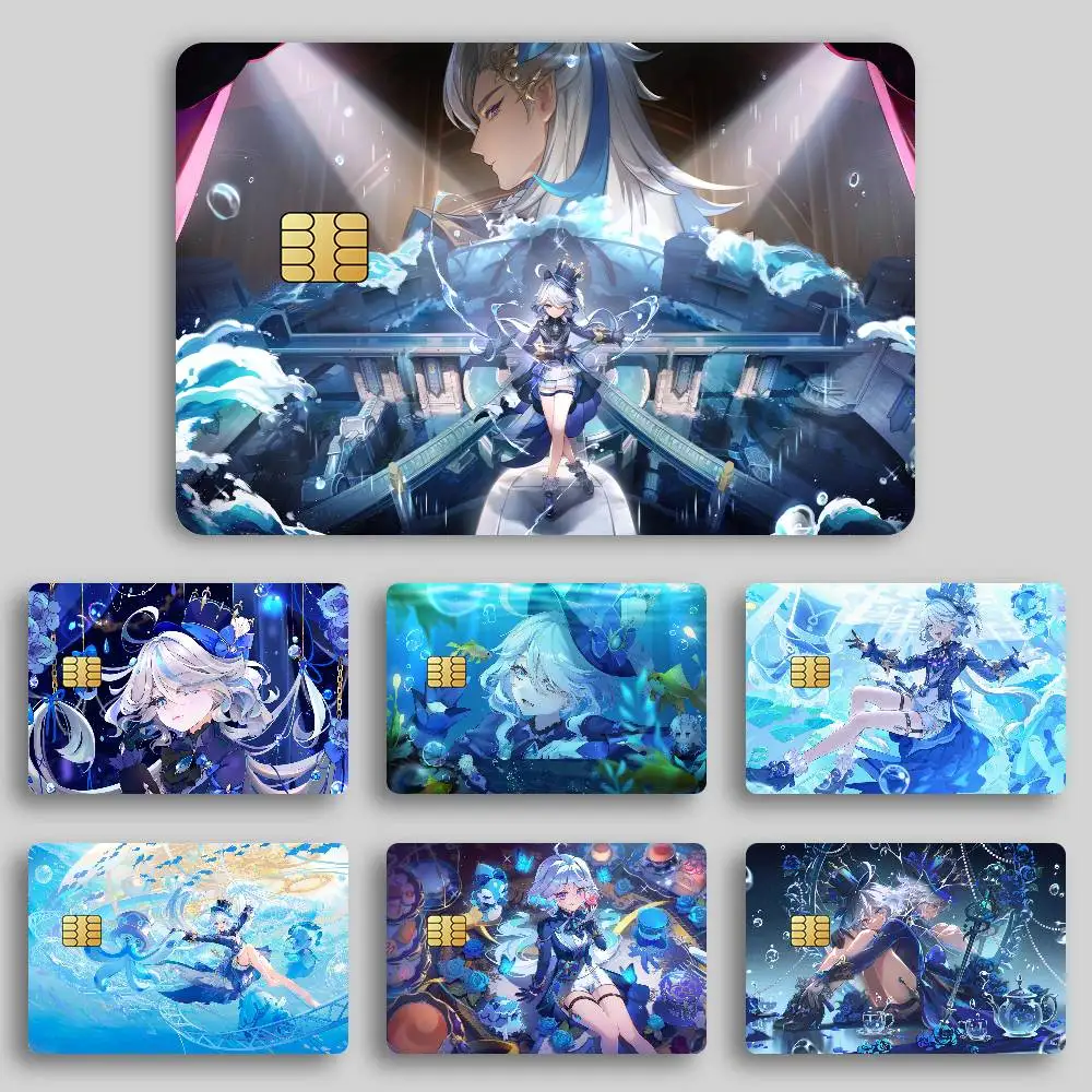 Genshin Impact Furina Credit Card Skin Stickers for Bank Card Bus Metro Card Sticker Waterproof Gift