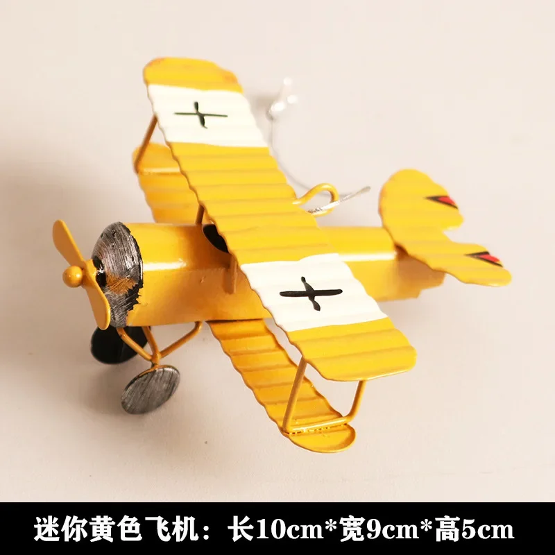 Ijzer Retro Vliegtuig Beeldjes Metalen Vliegtuig Model Vintage Zweefvliegtuig Tweedekker Miniaturen Home Decor Kinderspeelgoed Decoratie