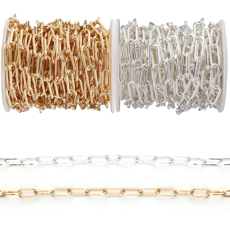 5 yards/roll Iron Paperclip Chains Cable Chains Gold Silver Color Chain For  For DIY Necklace Jewelry Making Findings Wholesale