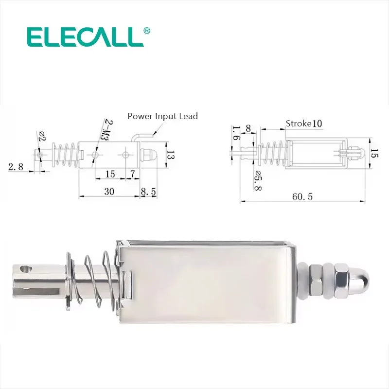 ELECALL EML-0530B DC12V/24V Push Pull Solenoid Electromagnet Open Frame Linear Motion Actuator For Industrial Automation Control