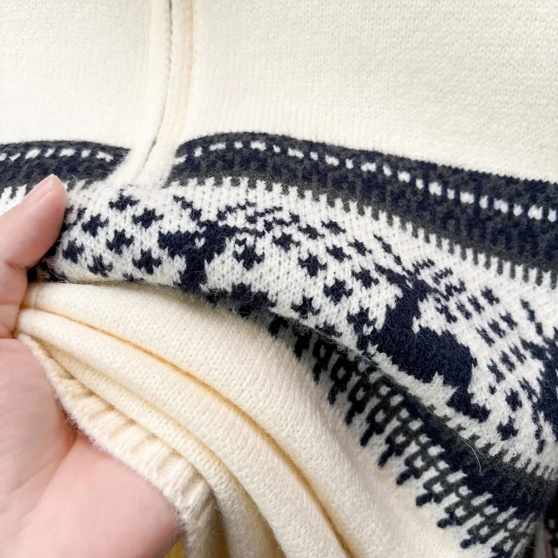 Luxury Brand Man Long-Sleeved Knitwear Thicken Mock Neck Zipper Cable Stitch Non-deforming Winter New Pullover Leisure Mens Wear