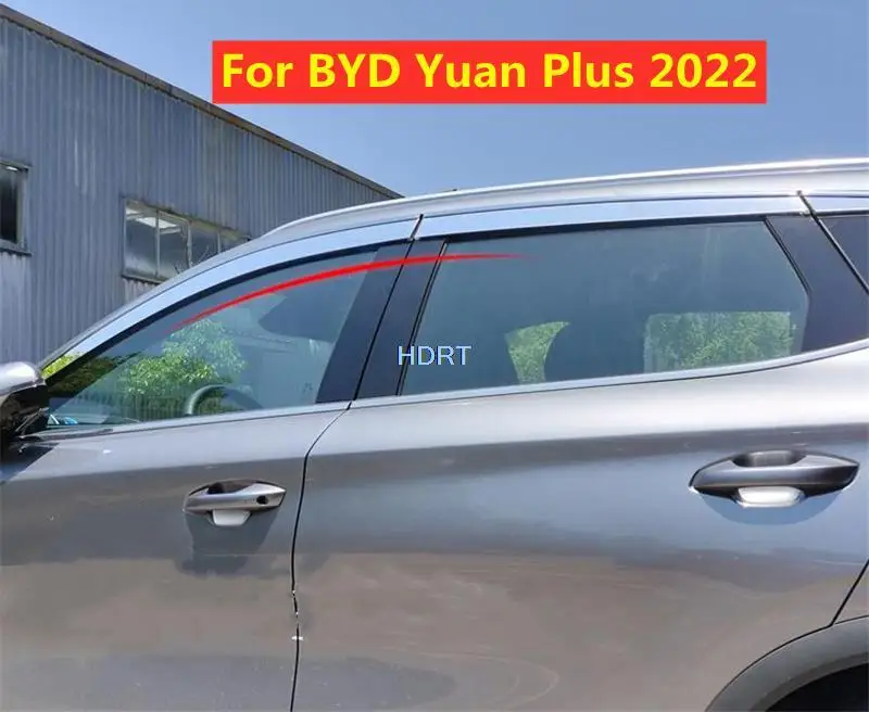 

Дефлектор боковых окон для BYD Yuan Plus (Atto 3) 2022, автомобильный Стайлинг, козырек, навесы, вентиляционные оттенки, хромированный АБС-пластик, защита от солнца и дождя