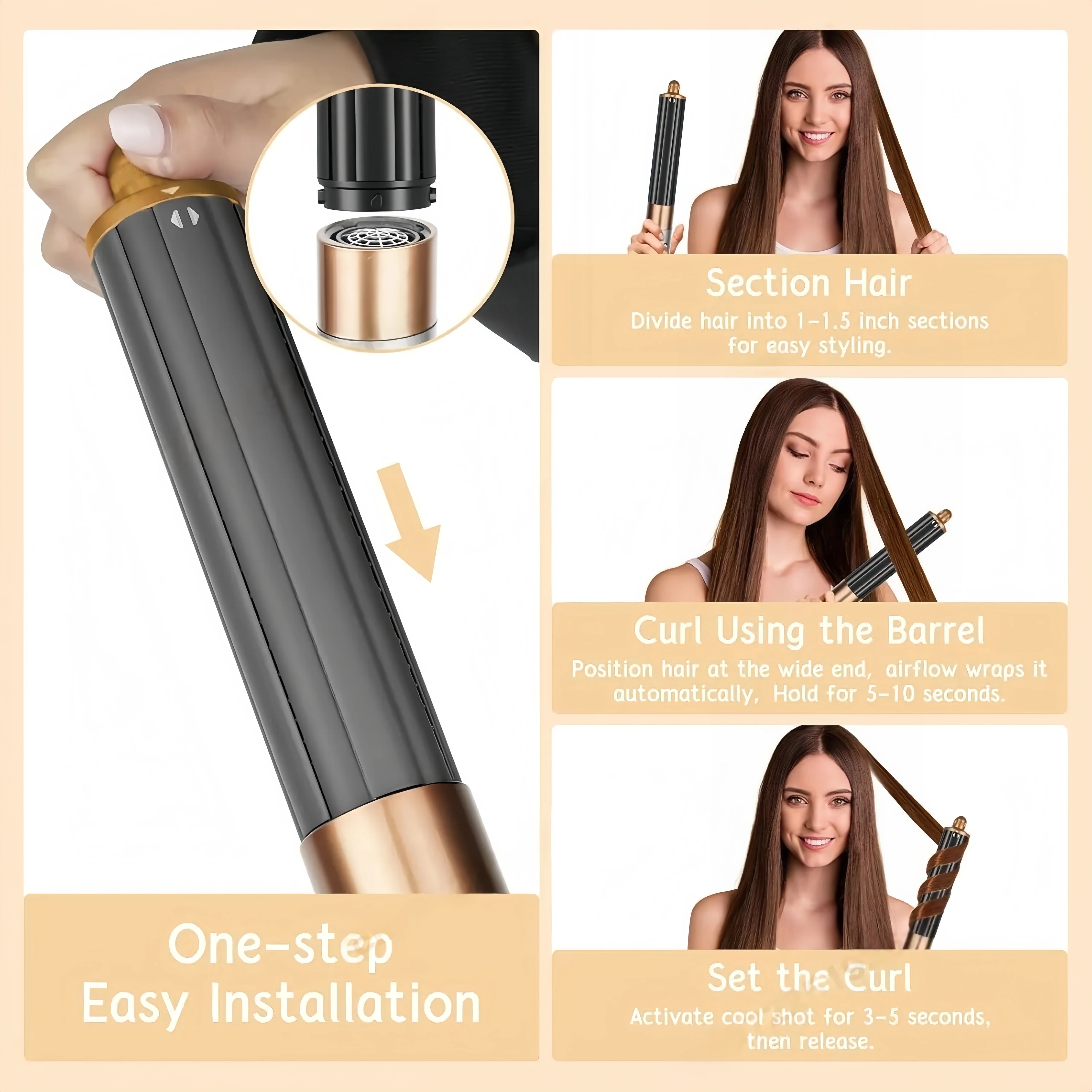 Wałki do stylizacji włosów Airwrap, 40 mm, do długich włosów, akcesoria do automatycznego kręcenia włosów do Airwrap Styler HS01 HS05