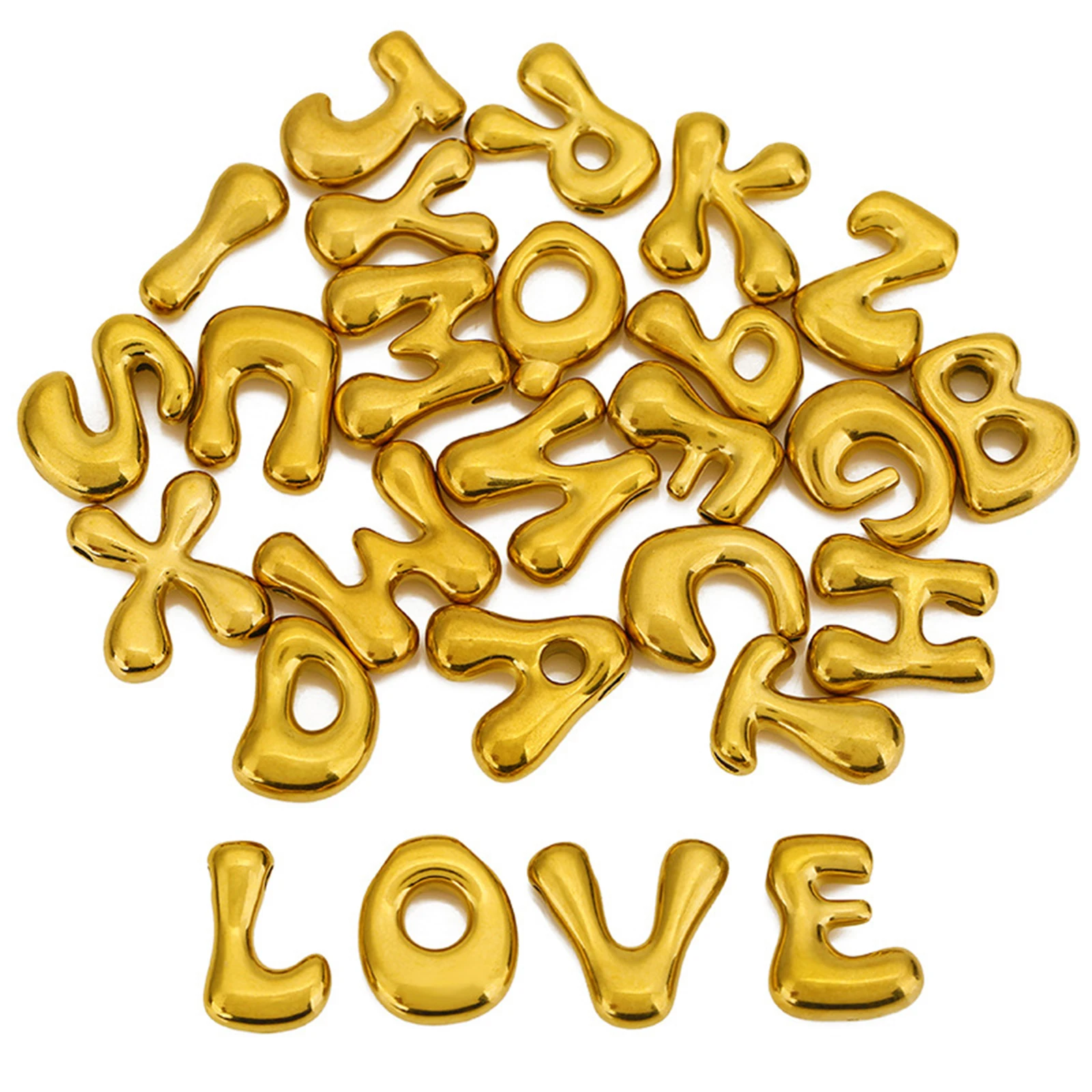 5Pcs/lot Chunky Balloon Bubble Alphabet Initial Letter Pendant Charms For DIY Jewelry Making Name Necklace Bracelet Accessories