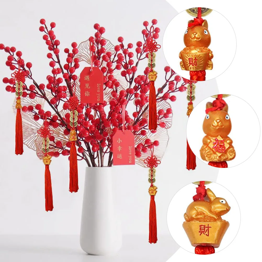 

8Pcs Golden Rabbit Chinese New Year Pendant Spring Festival Decor Exquisite Festive Indoor Outdoor Use Spring Festival Decor