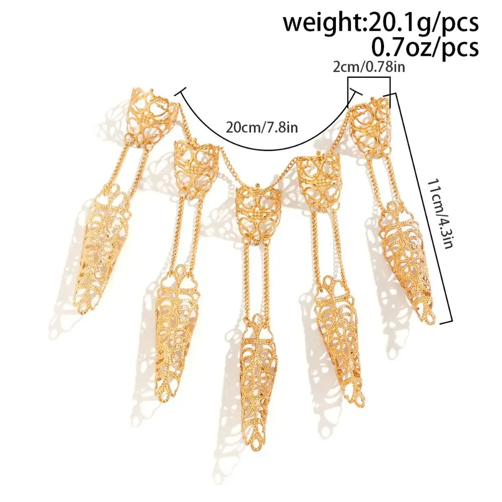 Crystal Finger-cot Bracelet Korean Style Jewelry Accessories Nail Rings with Bracelet Antique Style Dark Series Jewelry