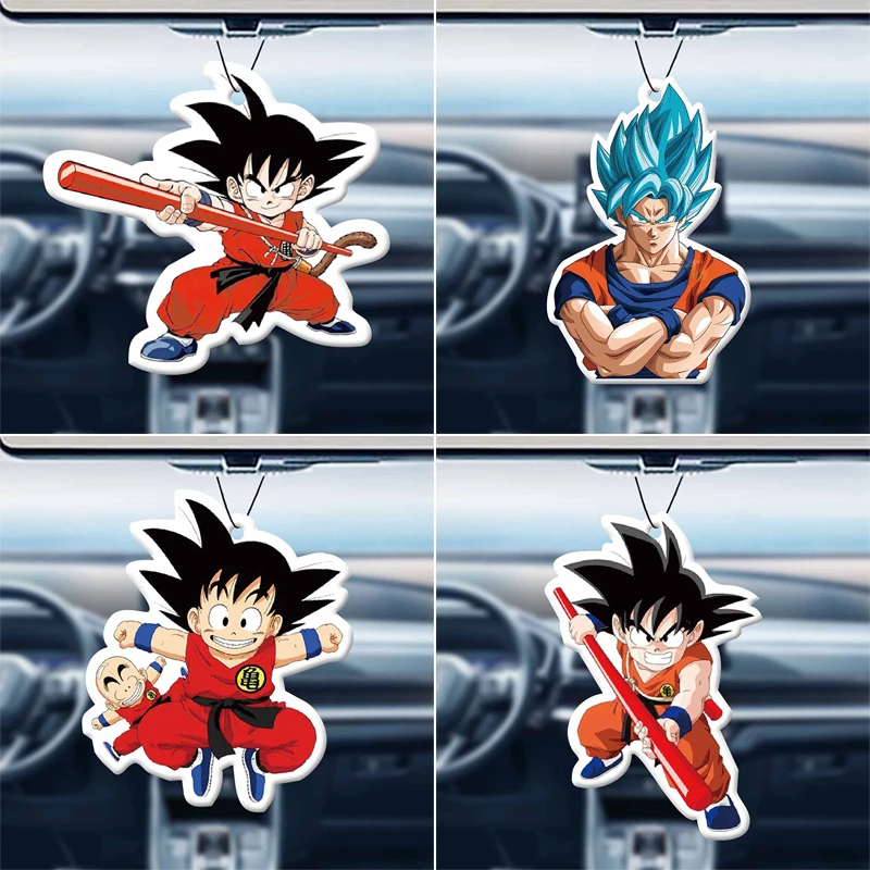 Dragon Ball Son Goku Car Fragrance Tablets Anime Air Freshener Car Rear View Hanging Lasting Aromatherapy Tablets Car Decorate