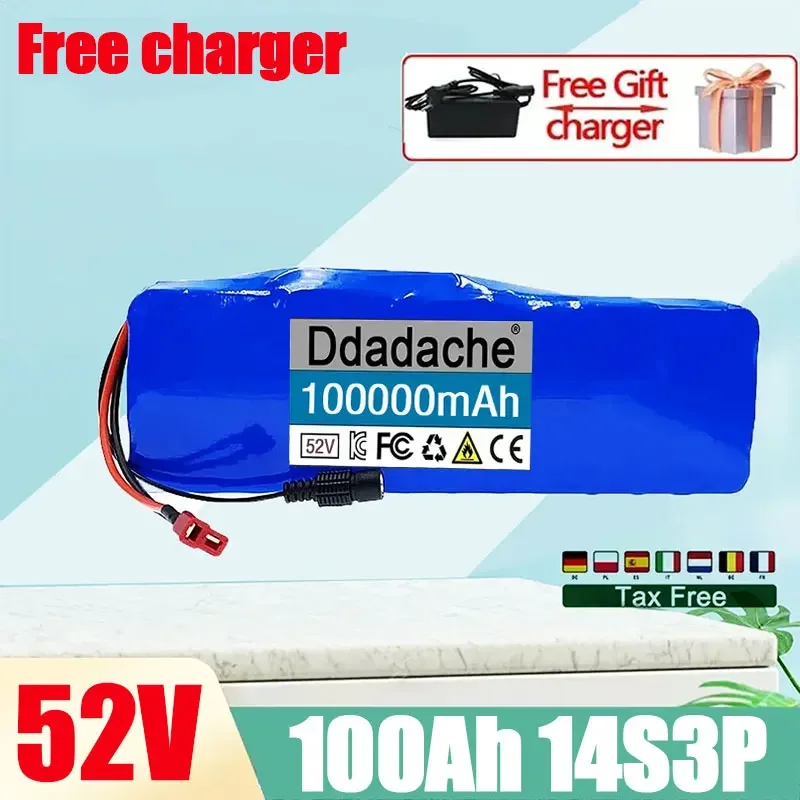 

52V 14S3P 100Ah 100000mAh 18650 1000W Lithium Battery Pack Suitable for Balance Cars, Electric Scooters, Tricycles with Charger