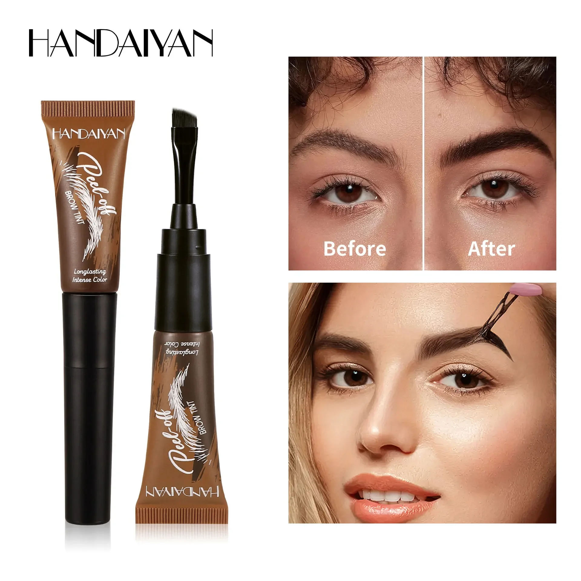 Handaiyan Peel-Off Wenkbrauwgel Langdurige Peel-Off Brow Tint Waterdicht Zweetbestendig Sneldrogend Peel-Off Wenkbrauwverflijm