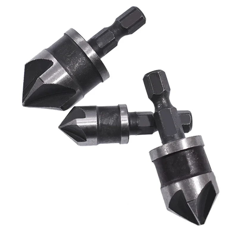 

3PCS HSS Hex Shank Countersink Drill Bit Set - 90° Chamfer Cutter for Woodworking