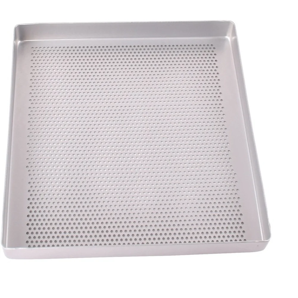 Oven Safe Square Aluminum Baking Pan 28x28cm with Holes for Better Airflow During Baking and Cooling Processes