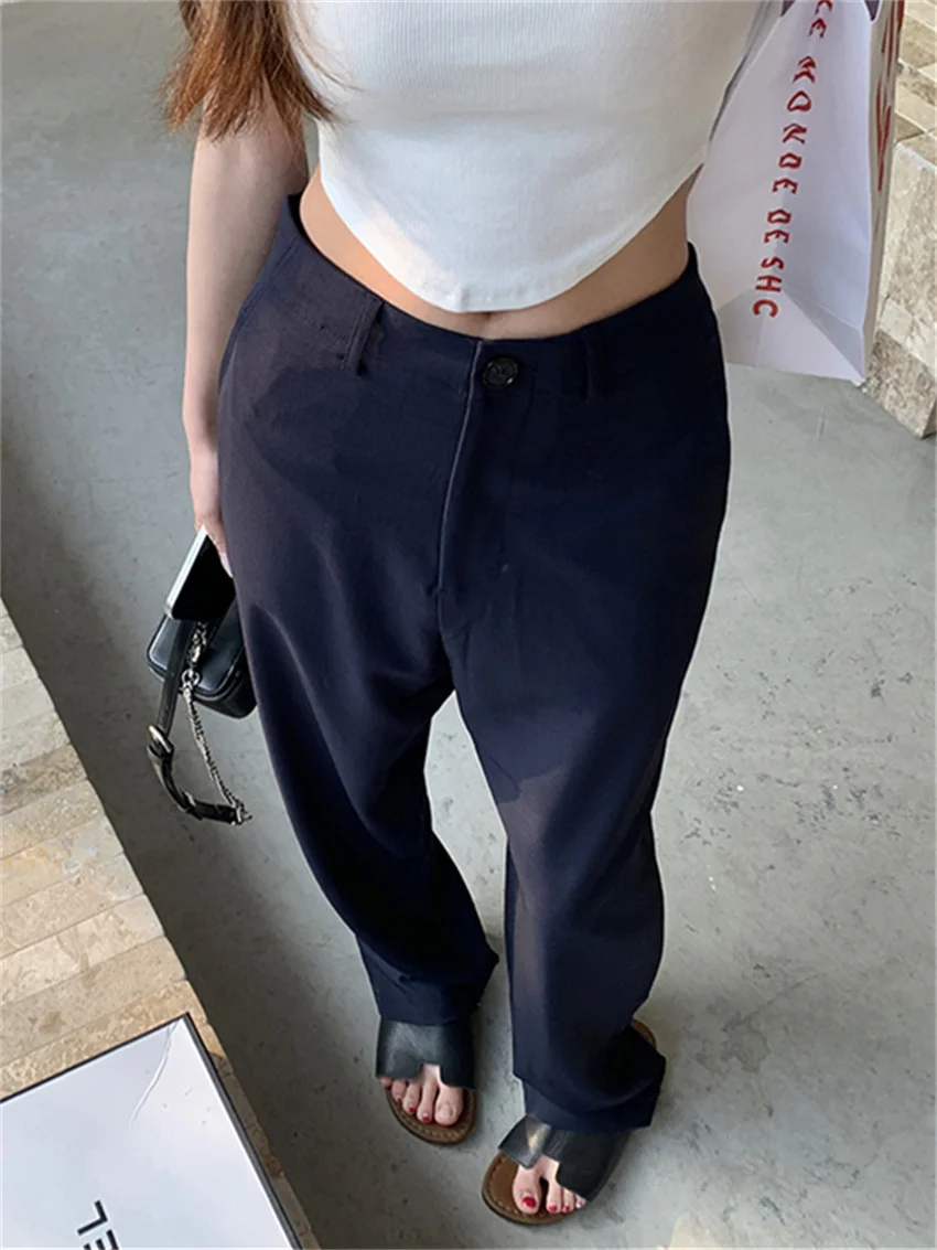 Alien Kitty 2024 Summer Loose Pants Work Wear Women Casual Straight Office Lady Slim New High Waist Mujer Solid Streetwear