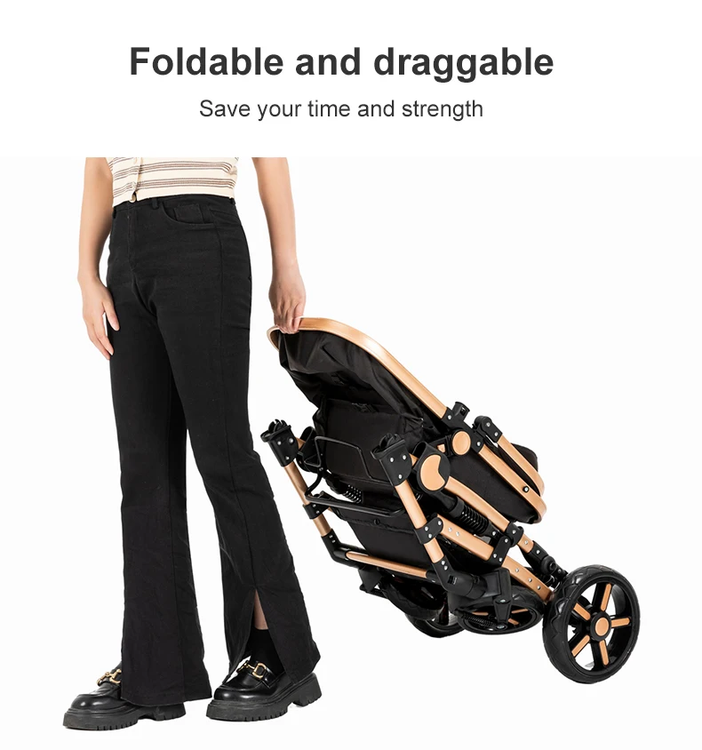 Poussette de Luxe 3 en 1 - Noir & Doré S6968c28cd3604fe9a421ffc6568dc1360