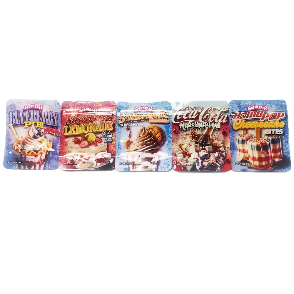 New Cake Designs Mylar Bags 3.5g Smell Proof Pouch Soft Touch Cartoon Empty Zip Lock 3.5 Snack Package Storage Packaging Case