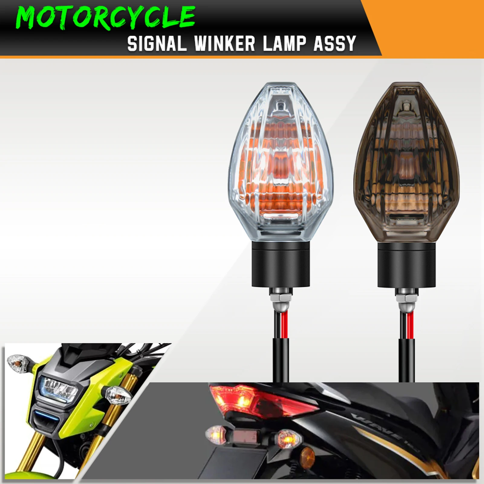 Motorcycle Rear Signal Light Rear Winker Lamp Replacement for HONDA Wave125/MSX125/RS150 OEM 33600-K73-M61 / 33650-K73-M61