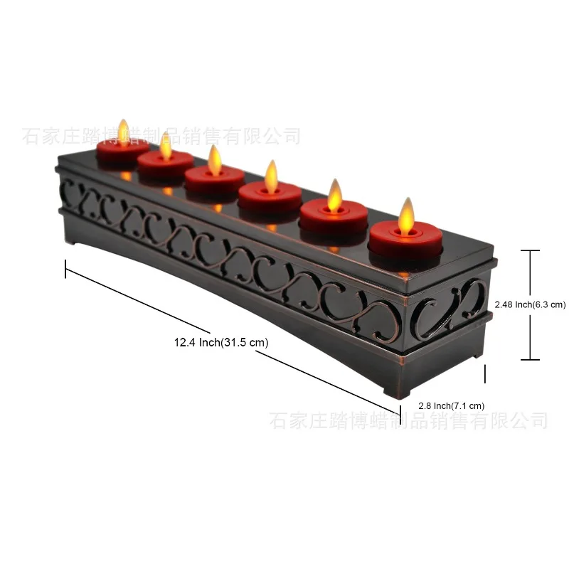 Copper base 6-seat candle set, plastic swing candle red and white charging.