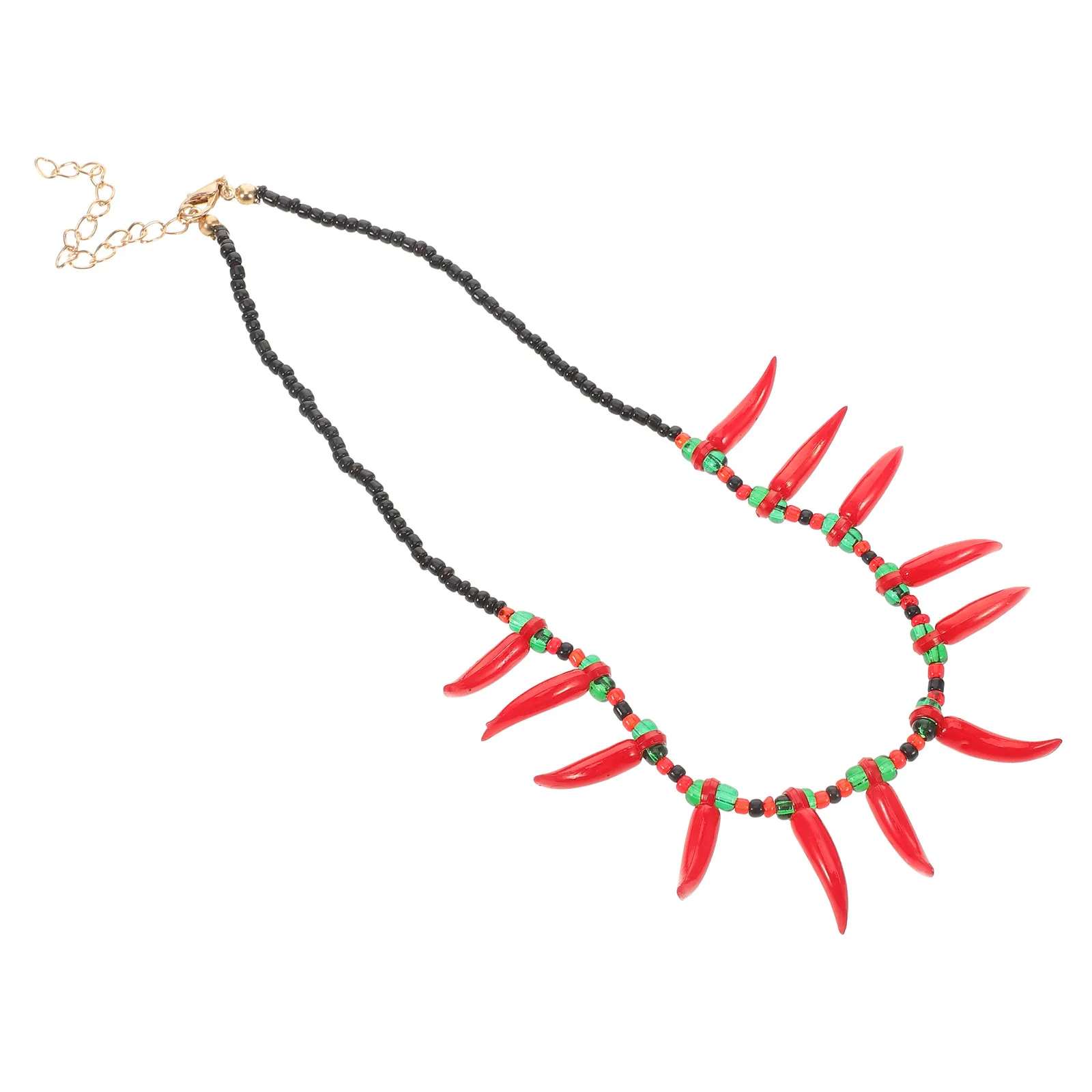 Beaded Chili Pepper Necklace Women Multi Color Vibrant Pendant Fashion Forward Neck Jewelry Casual Chic Outfit Enhancer Fiesta