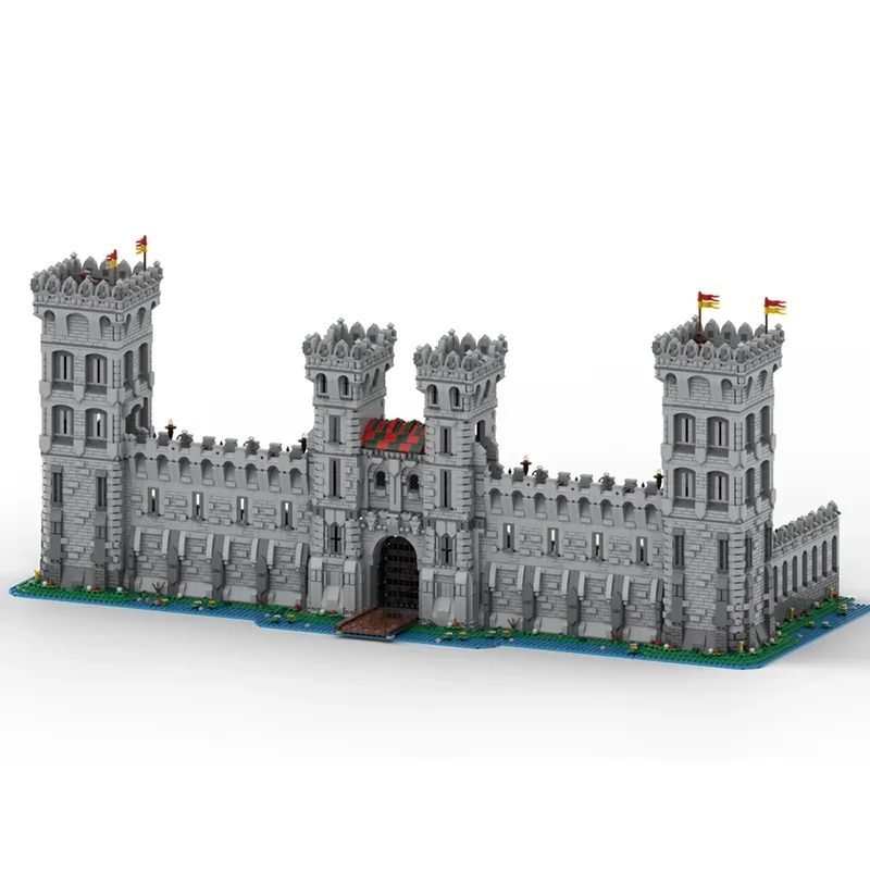 

Moc Building Blocks Red Castle Front Model Technology Bricks Medieval Castle Model Construstion Holiday Gift DIY Assembly Toys