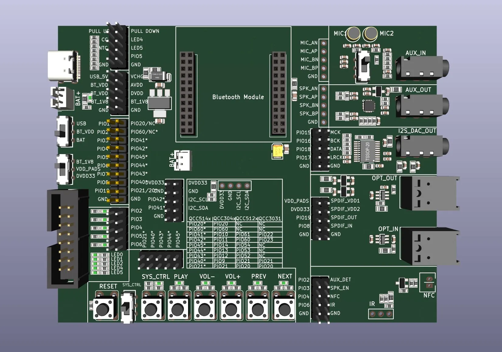 QCC3050 QCC3056 QCC5151 Bluetooth development board, debugging, learning earbud demo