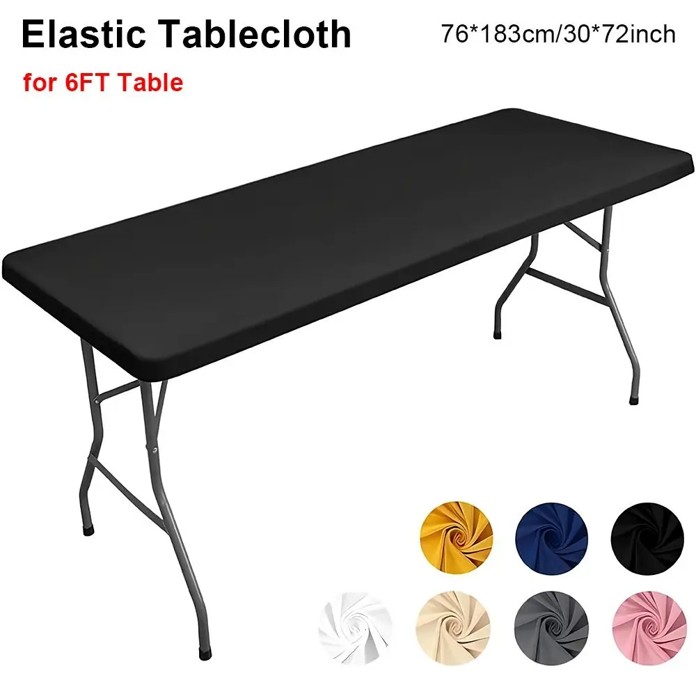 1Pcs Spandex Rectangular Tablecloth Stretch 6FT Table Cloth Wrinkle Resistant Elastic Fitted Patio Table Cover