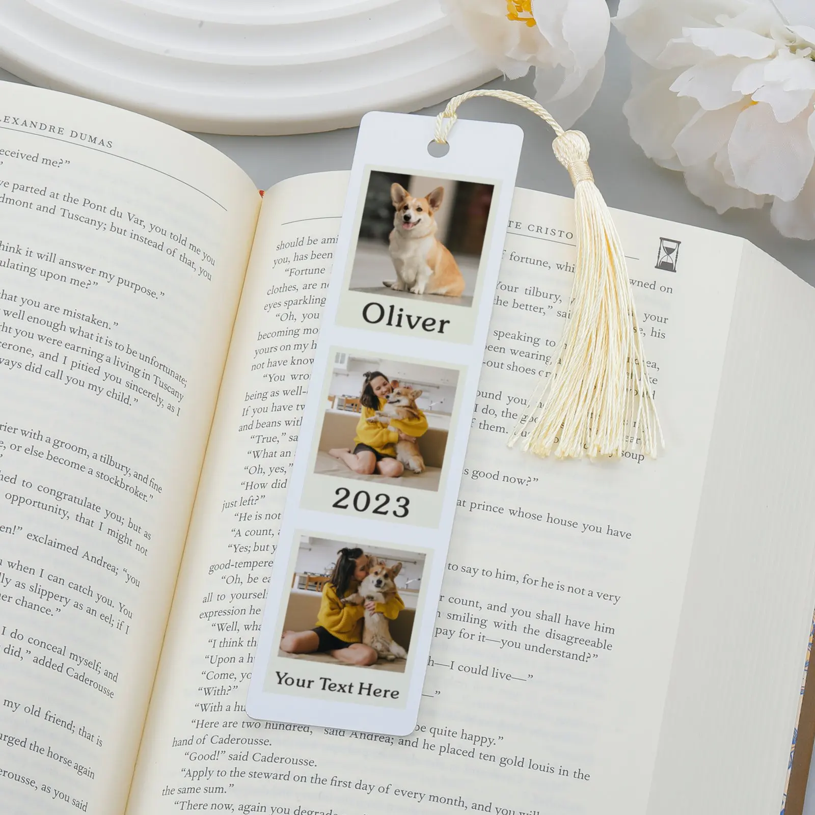 Personalised 3 Photo Bookmark with Tassel Pet Lover Gift for Him Her Custom Dog Picture Reading Book Mark Creative Birthday Gift