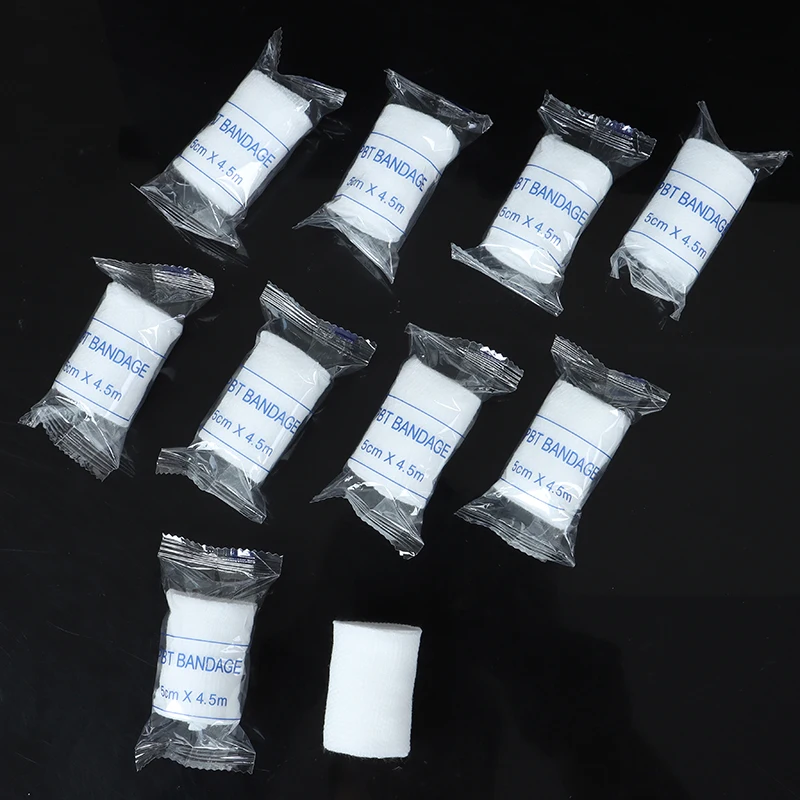 10 Rolls/lot 5cmx4.5m  PBT Elastic Bandage First Aid Kit Gauze Roll Wound Dressing Nursing Emergency Care Bandage