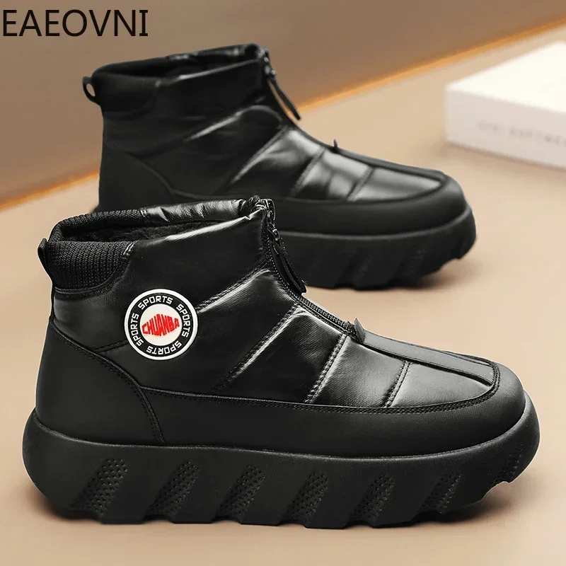 Men's Winter Boots Booties for Men Round Toe Slip-on Water Proof Wear-resistant Outdoor Shoes Designed Fashion Young Classic