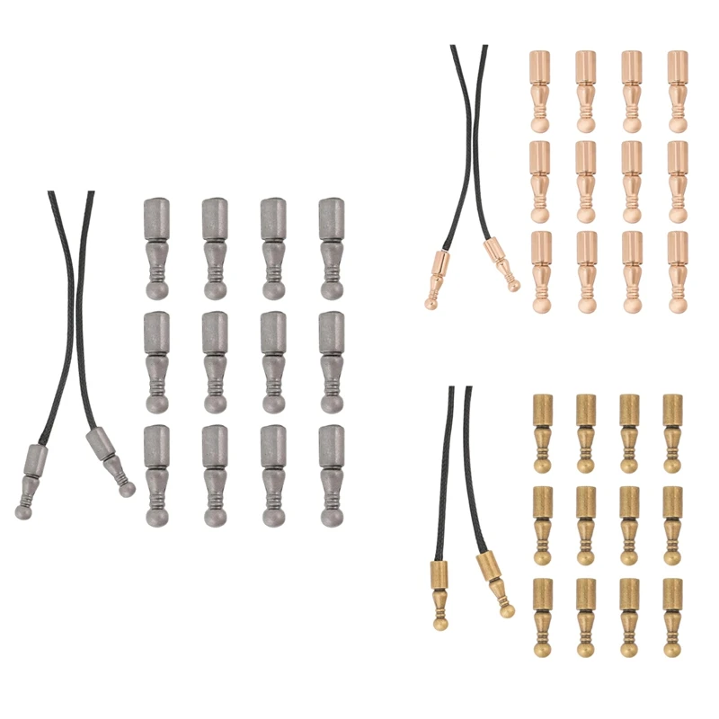 12Pcs Bolo Tie Tips Replacement End Caps Long Alloy Cord Ends Smooth For Clothes Decoring Chain Bracelet DIY Crafts