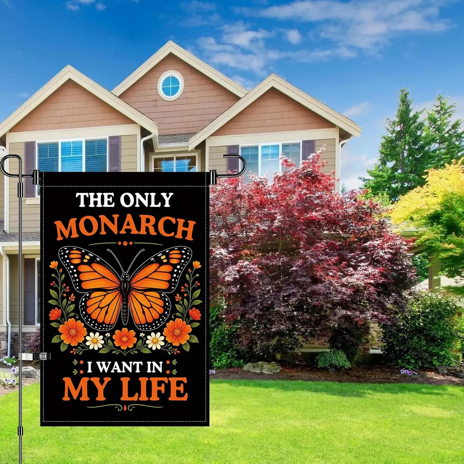 Funny Butterfly Political Yard Garden Flag Protest Democracy Anti Monarchy | The Only Monarch I Want in My Life Garden Flag, kkz