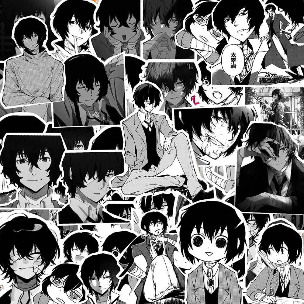 10/30/70pcs Anime Bungo Stray Dogs Stickers Cartoon Decals DIY Luggage Stationery Phone Cool Black White Graffiti Sticker Decor