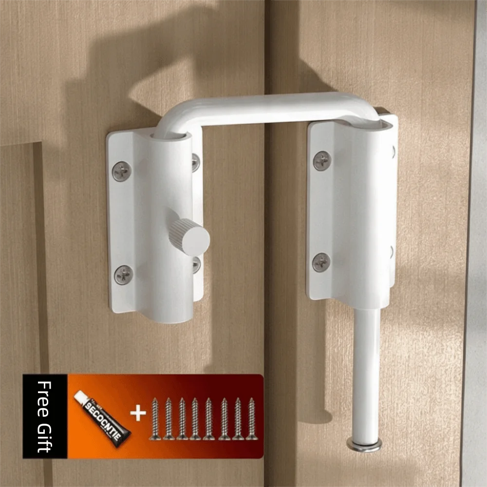 Safety Aluminum Alloy Door Latch Lock Non Perforated Anti-Theft Gate Latch Anti Unisex Universal Door Buckle Home Hardware