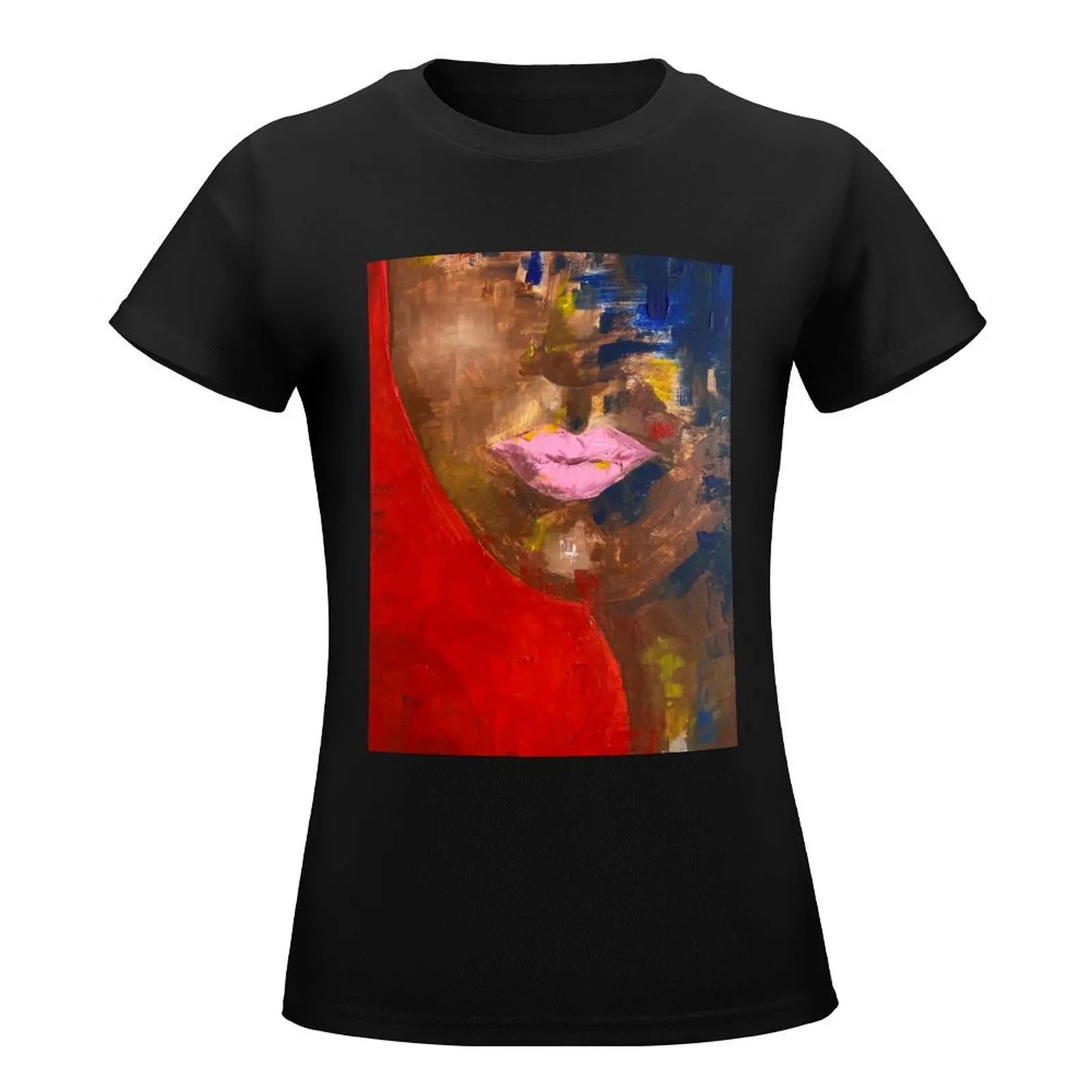 Abstract Face T-Shirt Female clothing vintage clothes Aesthetic clothing rock and roll t shirts for Women