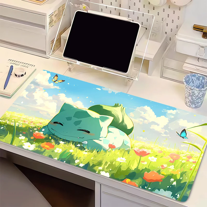 Tapis de souris en caoutchouc naturel, Pokemon Bulbasaur, pour clavier de Gamer, tapis de bureau, pour ordinateur portable, grand tapis de souris pour ordinateur portable