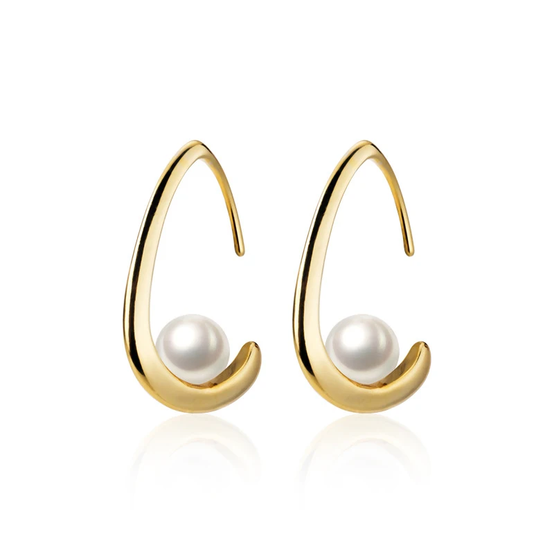 Modian Elegant Gold Color Pearl Water Drop Shape Earrings 925 Sterling Silver for Women Fashion Dangle Earring Fine Jewelry