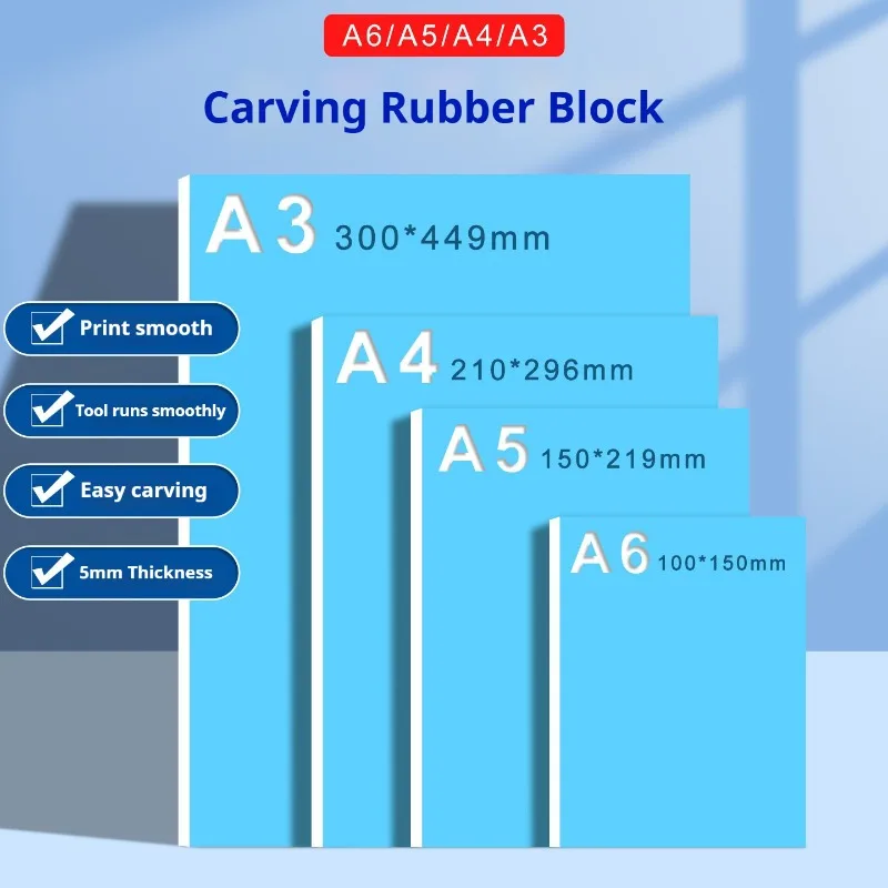 Carving Rubber Block 3mm/5mm A3/A4/A5/A6 Printmaking Stamp Blocks Sheet Waterproof Linoleum Carving Block Artist Soft Engraving