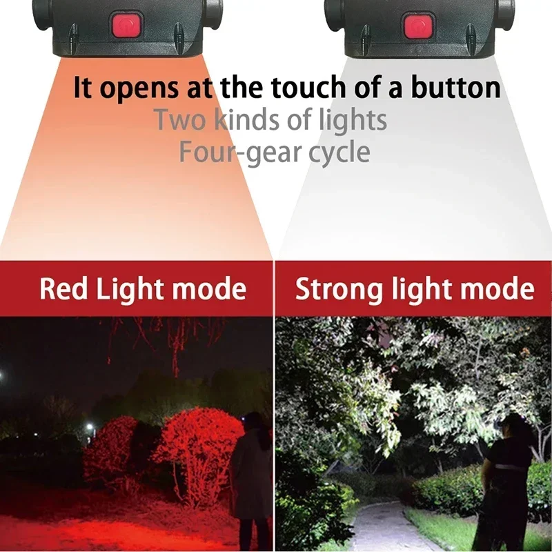 Portable Powerful LED Headlamps 4 Modes USB Rechargeable COB Headlight with Red Light Waterproof Night Fishing Head Lamp Torch