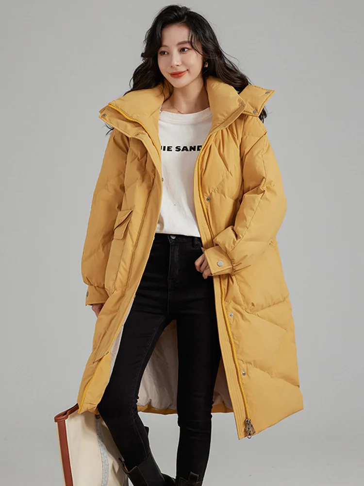 Winter Coat Female Women\'s Puffer Jacket Korean Casual Simple Parker Windproof Thick Warm Snow Mid-length Women\'s Down Jacket