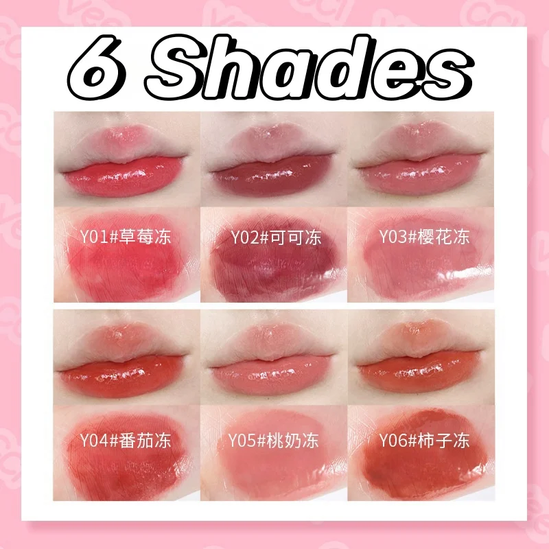 VEECCI Solid Lip Gloss Jelly Lipstick Crystal Moisturizing Lip Balm Mirror Lip Glaze Fade Lip Lines Easy To Wear Long Lasting