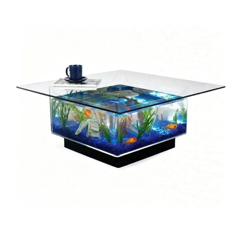 Luxury Modern Square Acrylic Glass Aquarium Coffee Table Fish Tank Boxed Suitable for Outdoor Use