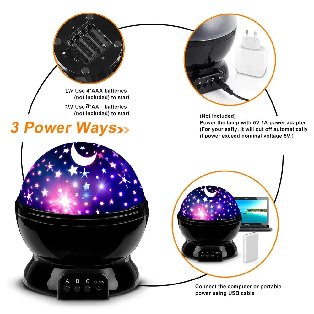 Star โปรเจคเตอร์ Night Light โคมไฟของขวัญสนุกสําหรับหญิงและชายหมุน Star Sky Moon ไฟ LED โปรเจคเตอร์สําหรับตกแต่งห้องนอนเด็ก