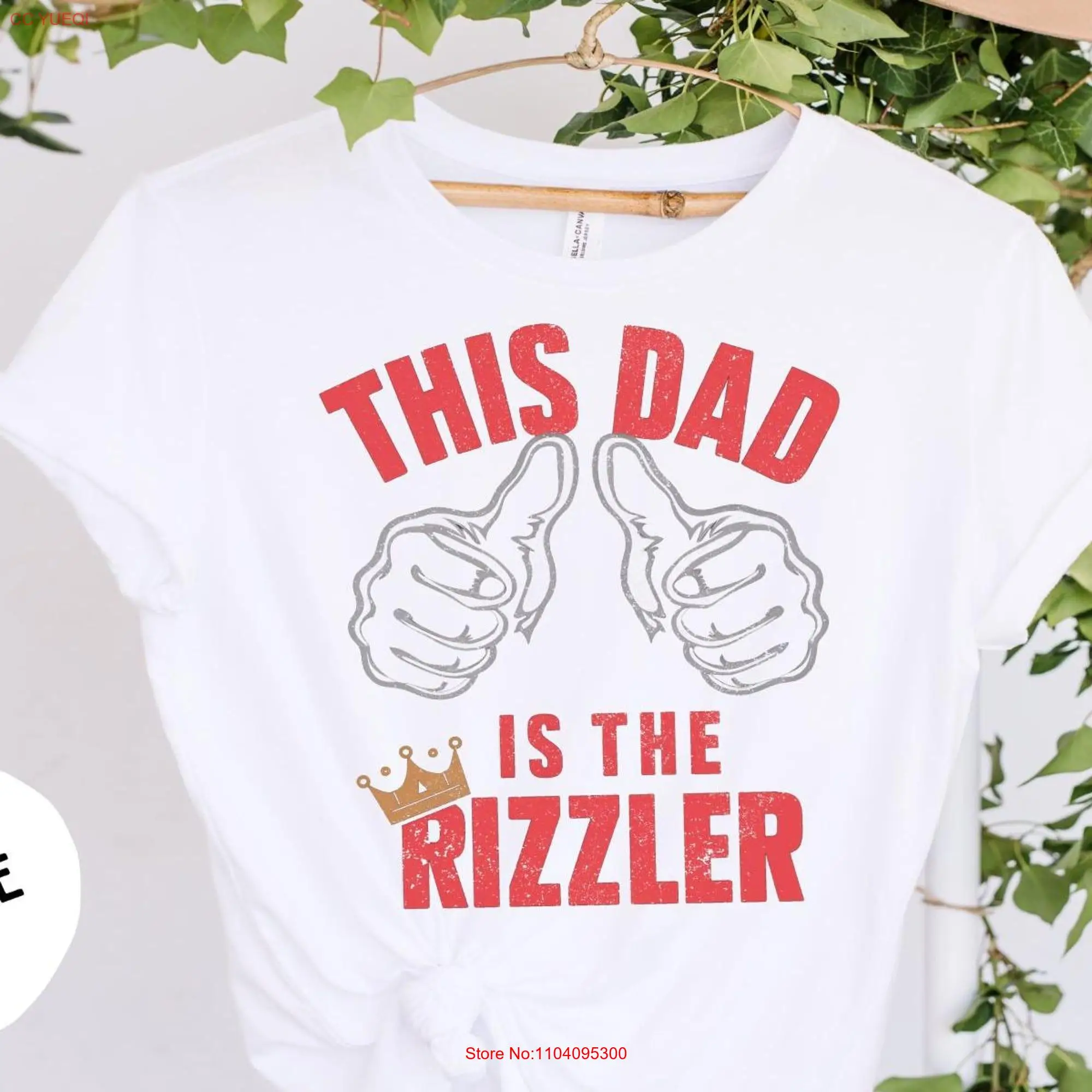 This Dad is the Rizzler T Shirt Funny Father's Day Joke Unique Cool Thumbs Up long or short sleeves