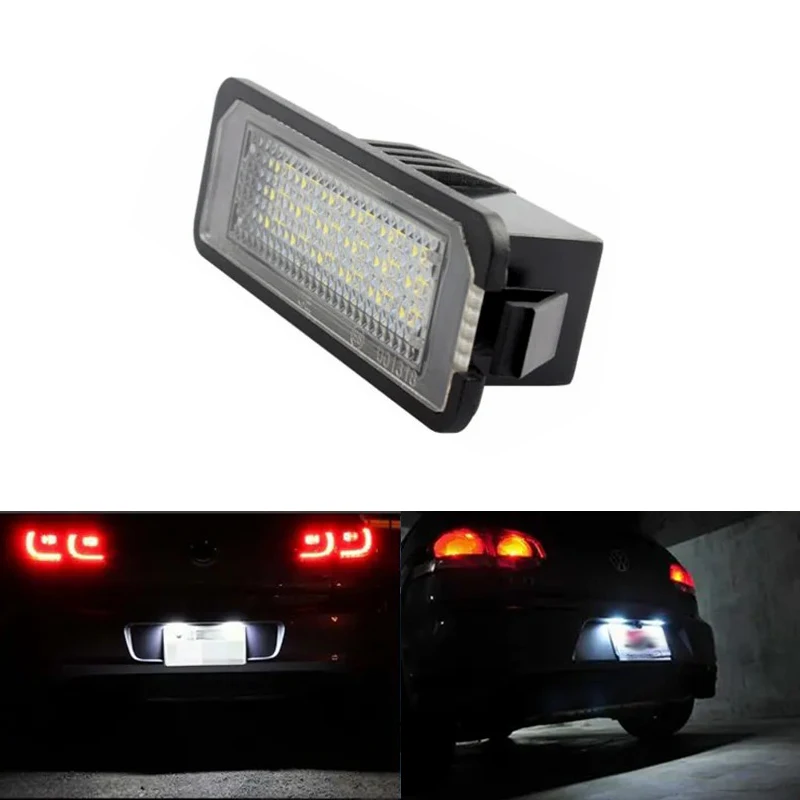 2PCS LED License Plate Light For VW GOLF 4 5 6 7 Passat CC B6 Polo Scirocco Beetle Number Lamp For Leon Ibiza