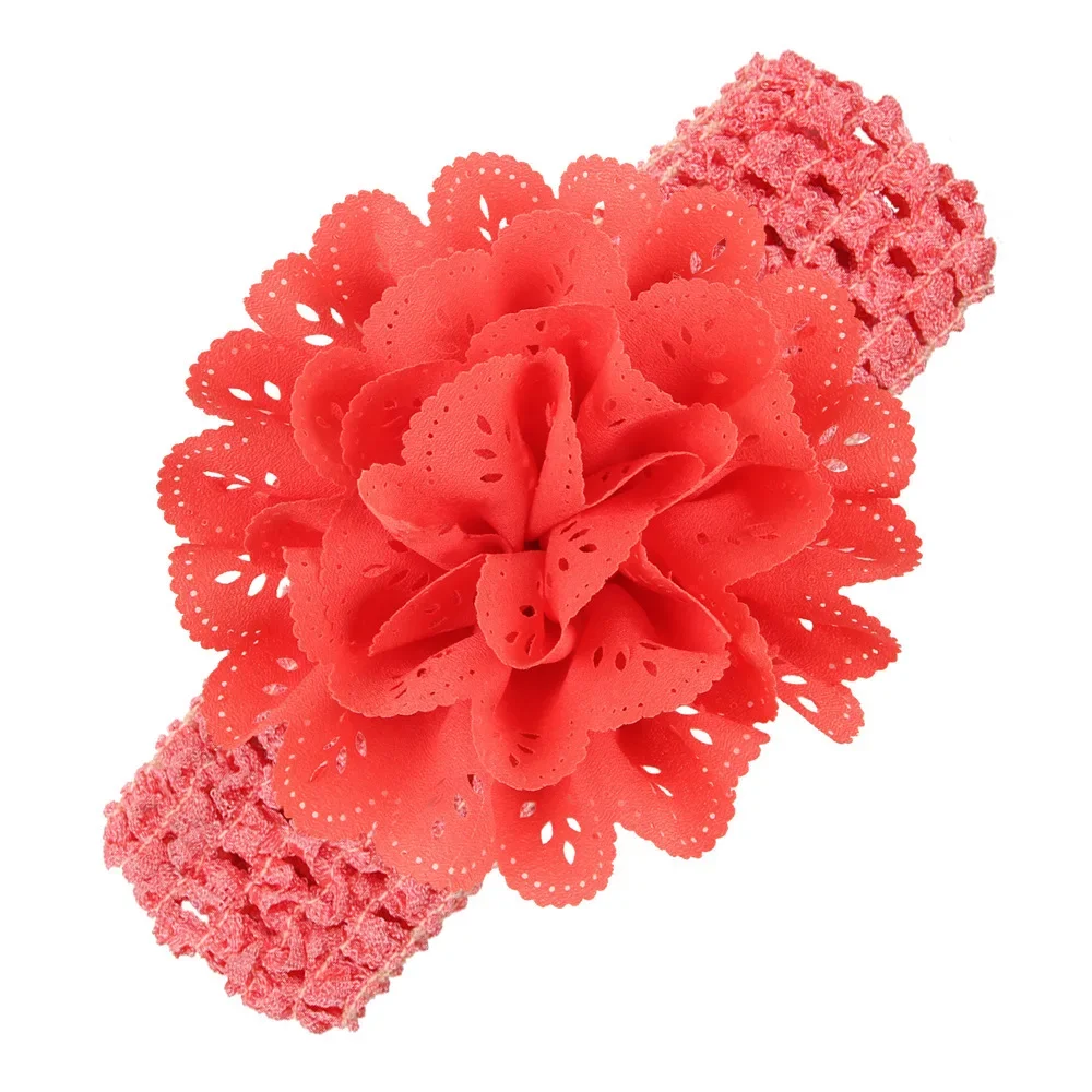 6PCS Baby Girls Mesh Flower Headband Elastic Crochet Children Hair Bands Newborn Infant Photo Shoot Kids Accessories Gifts Set