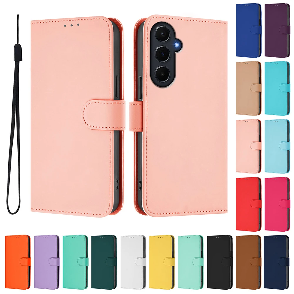 

Solid Color Wallet Case for Samsung Galaxy XCover 7 6 Pro 5 4S 4 A03S A03 A04 Core A04S A04E A05 A05S A12 M12 Strap Phone Cover