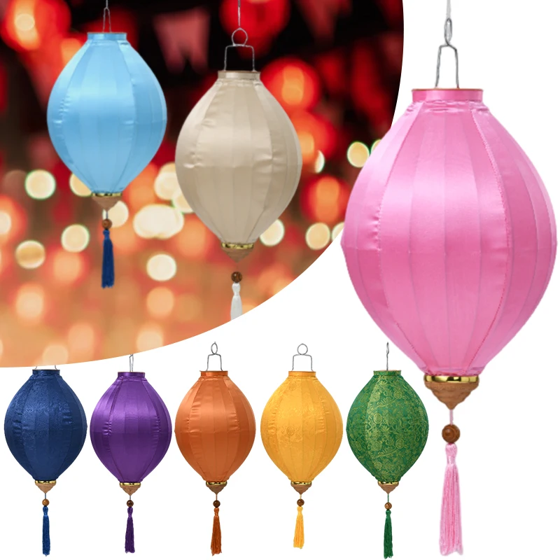 14inch New Year Lantern Retro Satin Solid Color Outdoors Waterproof Lantern Japanese Korean Home Hotel Restaurant Decor Lanterns