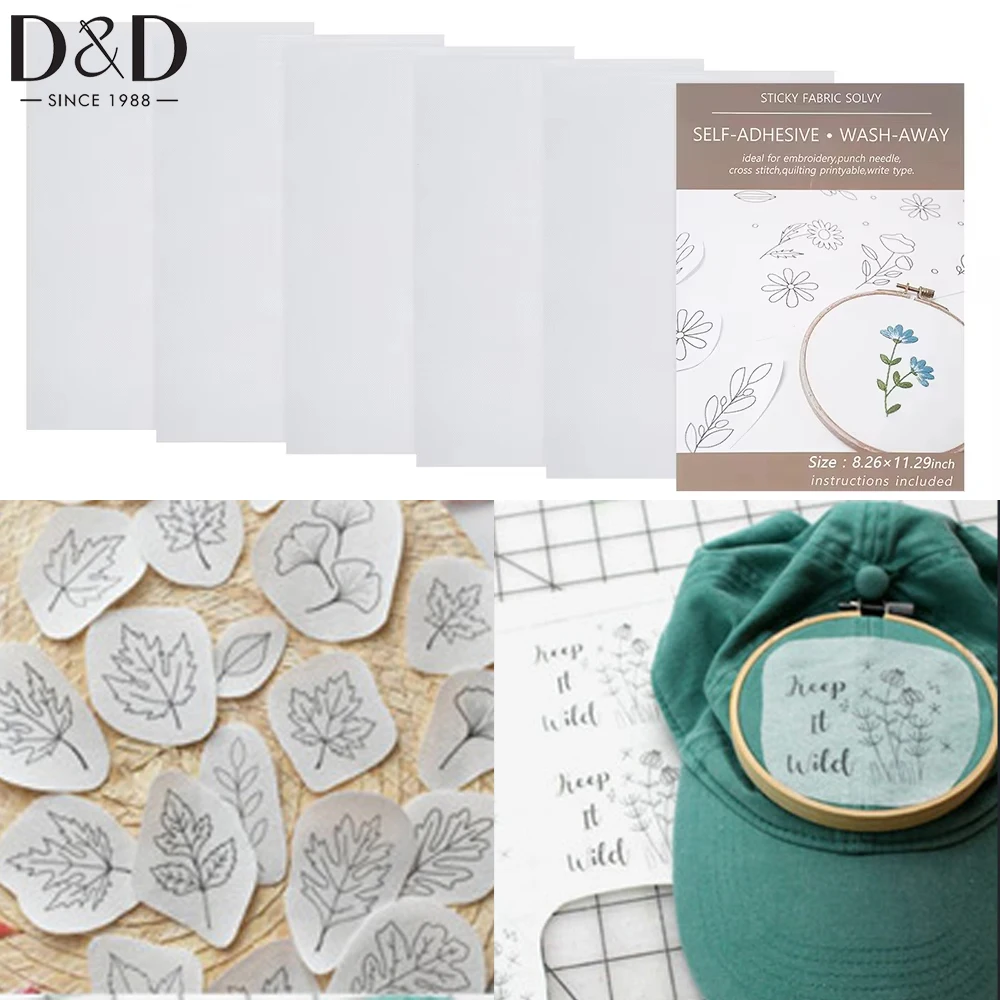

10pcs/set Self Adhesive Embroidered Patterns Water Soluble Embroidery Stabilizer Printable Paper for Printed DIY Accessories