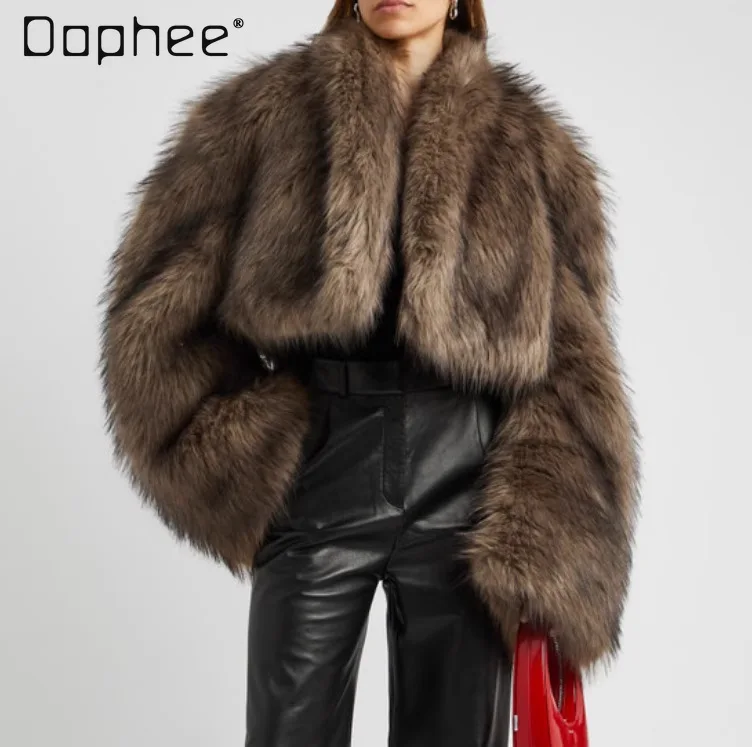 

European and American Trendy Personality Versatile Short Fur Coat Women Winter Vintage High-end Thickened Warm Plush Jacket Top